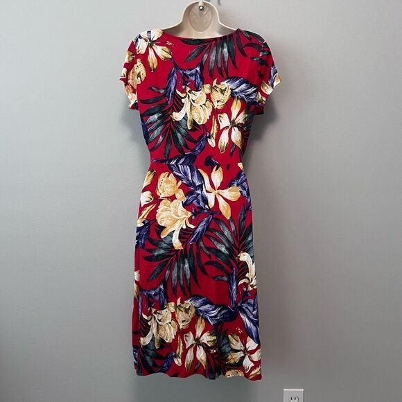 Lascana Red Tropical Hawaiian Print Dress Size M - Picture 3 of 7